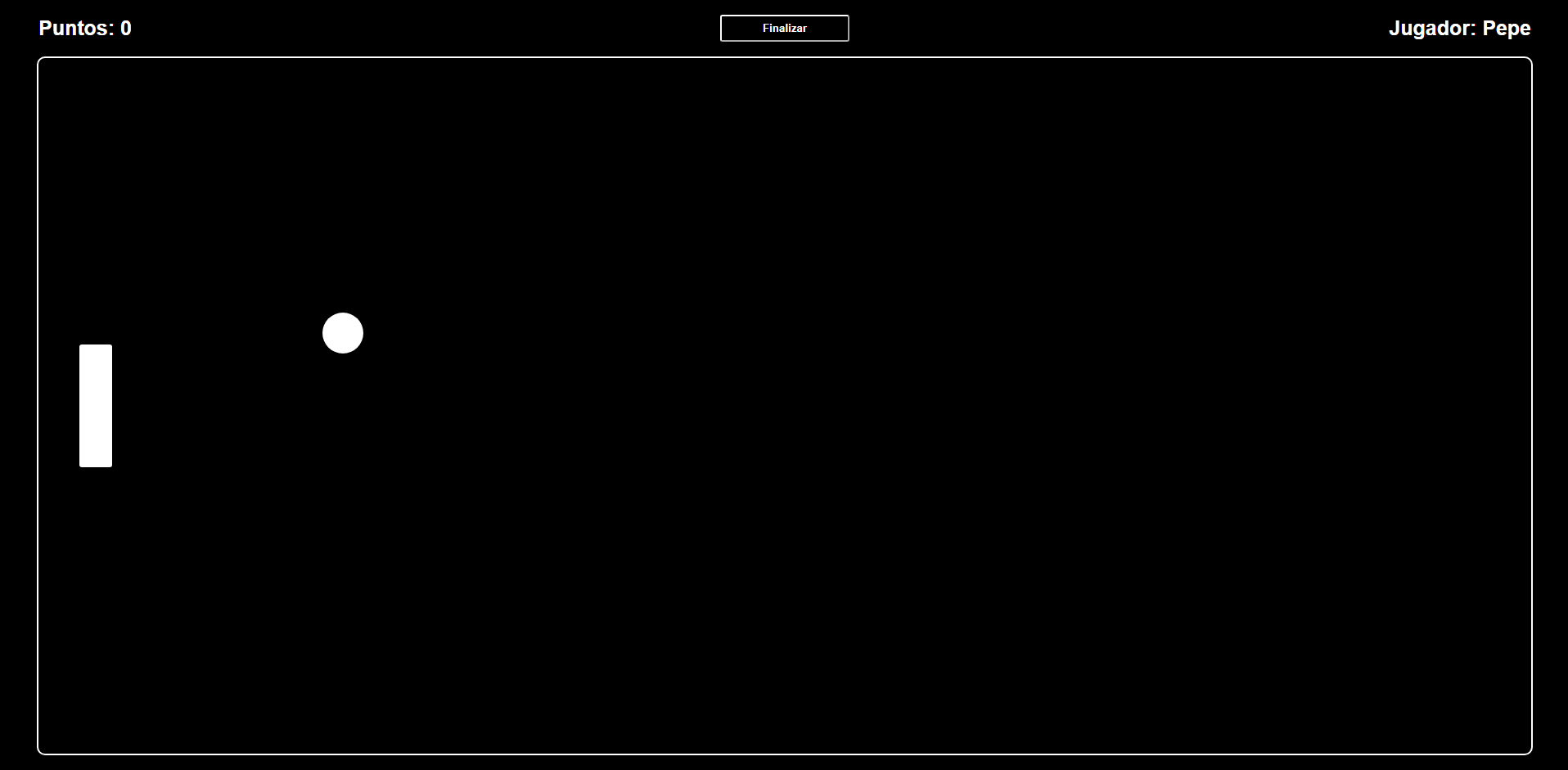 Captura de pantalla del Juego Pong Versión Ordenador